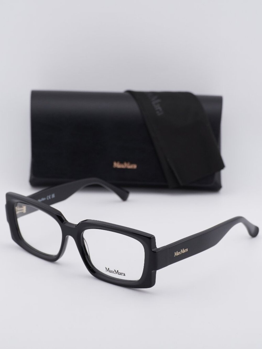 Max Mara MM5189 001 Rectangle Eyeglasses - Shiny Black 54mm